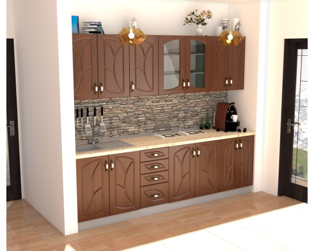 Bucatarie Zebra 2.6 metri MDF cedru frezare frunza
